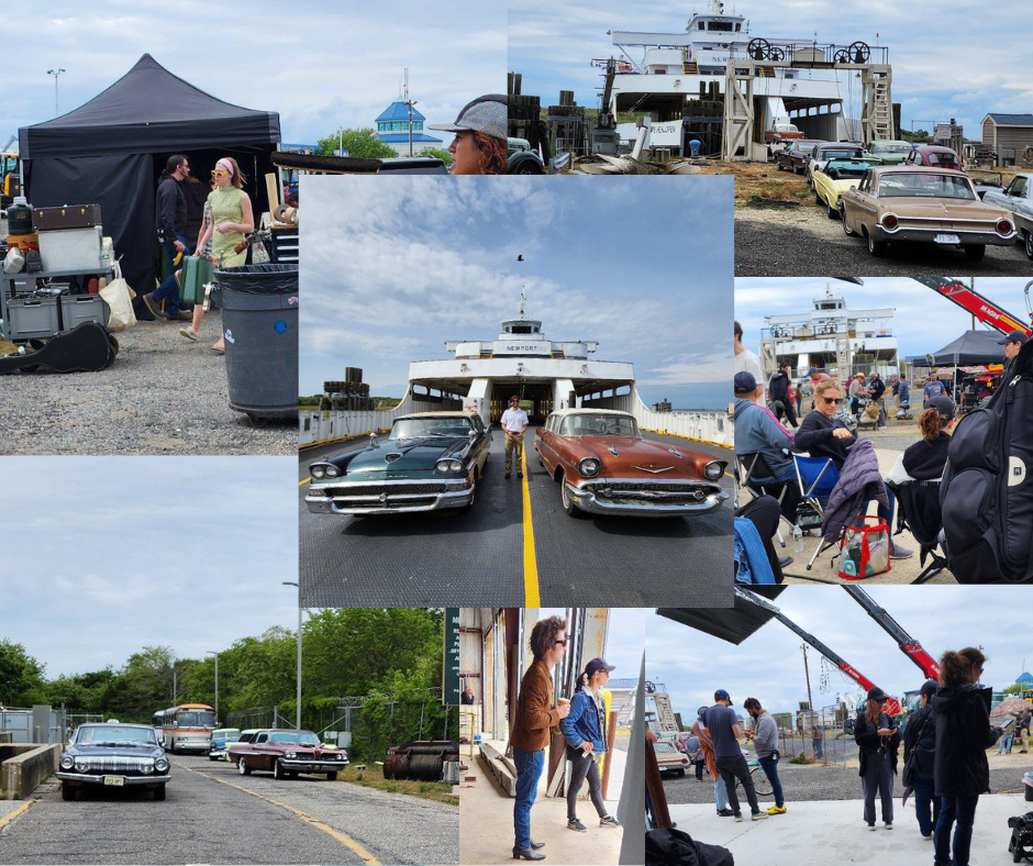 Behind the Scenes as the Ferry set the scene for A Complete Unkown with Timothee Chalamet and Elle Fanning May 2024
