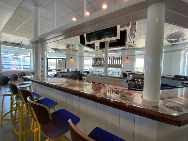 Interior view of the bar at Exit Zero Ferry Station at the Cape May terminal