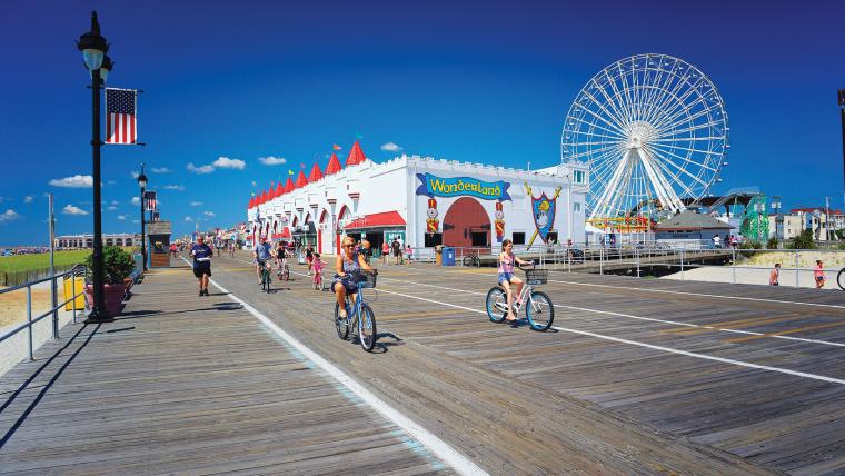 Biking the boardwalk in Ocean City, NJ