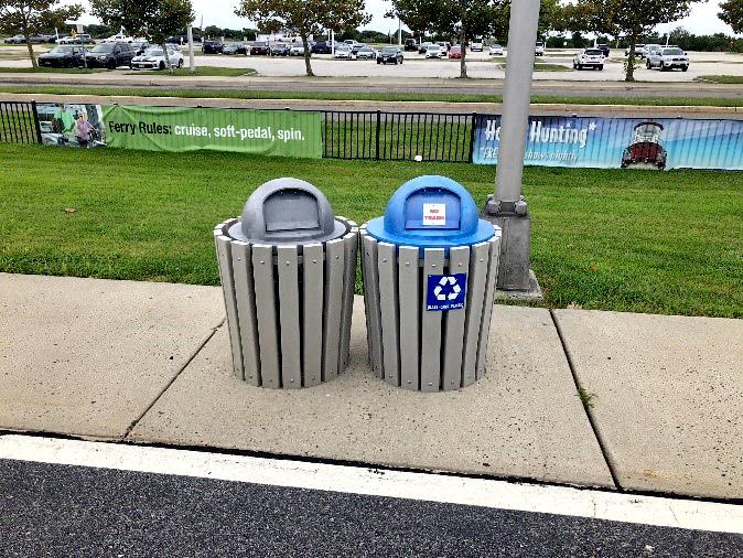 Recycling bins at the Cape May Lewes Ferry