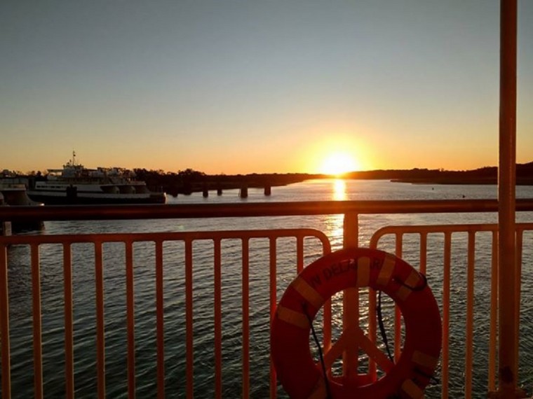 Sunrise over the Cape May Canal from the Cape May - Lewes Ferry