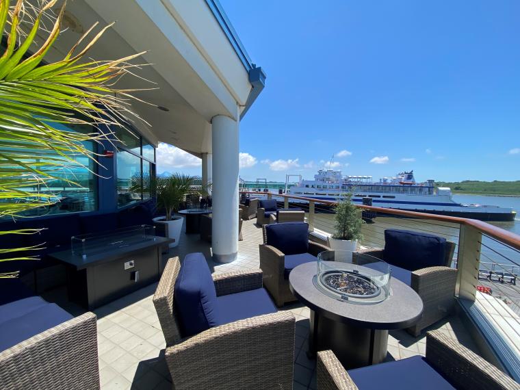The outside seating for the Lookout at the Cape May Terminal