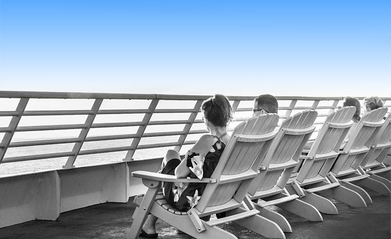 Couple relaxing aboard the Cape May Lewes Ferry