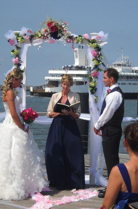 Couple being married on the Finger Pier at the Lewes Terminal of the Cape May-Lewes Ferry