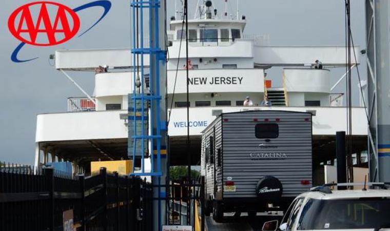 Vehicles boarding the ferry