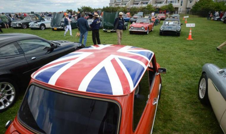 Top of vehicle with flag design at British Car Show