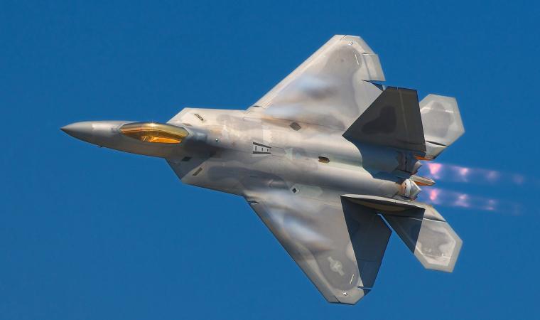 An F22 Raptor Flies in an Airshow over Southern New Jersey