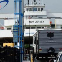 Vehicles boarding the ferry