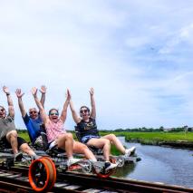 Revolution Rail Cape May group tour going over the bridge