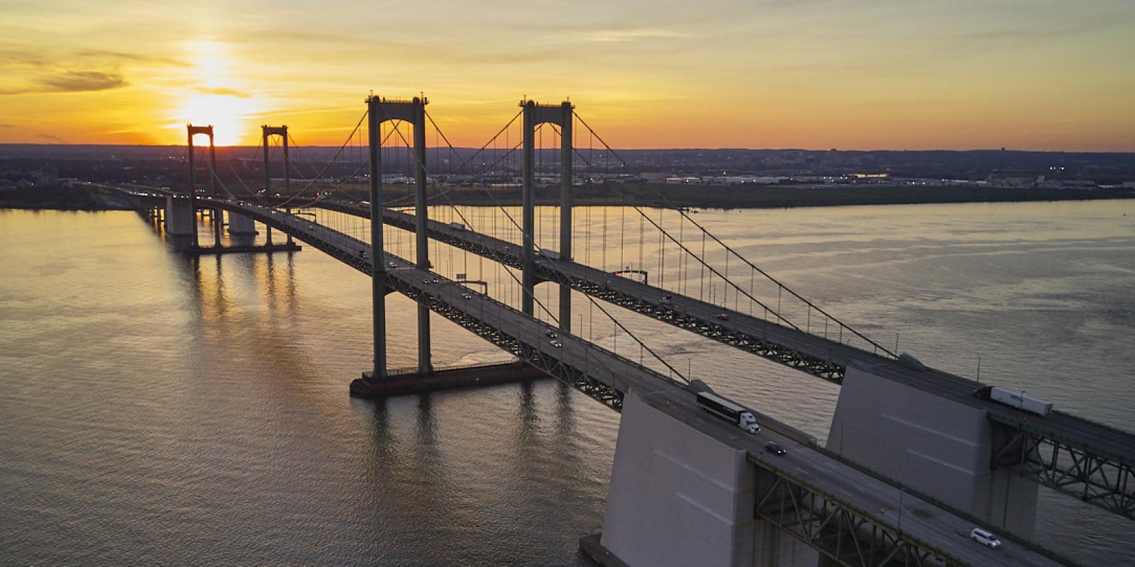 The Delaware Memorial Bridge at Sunset