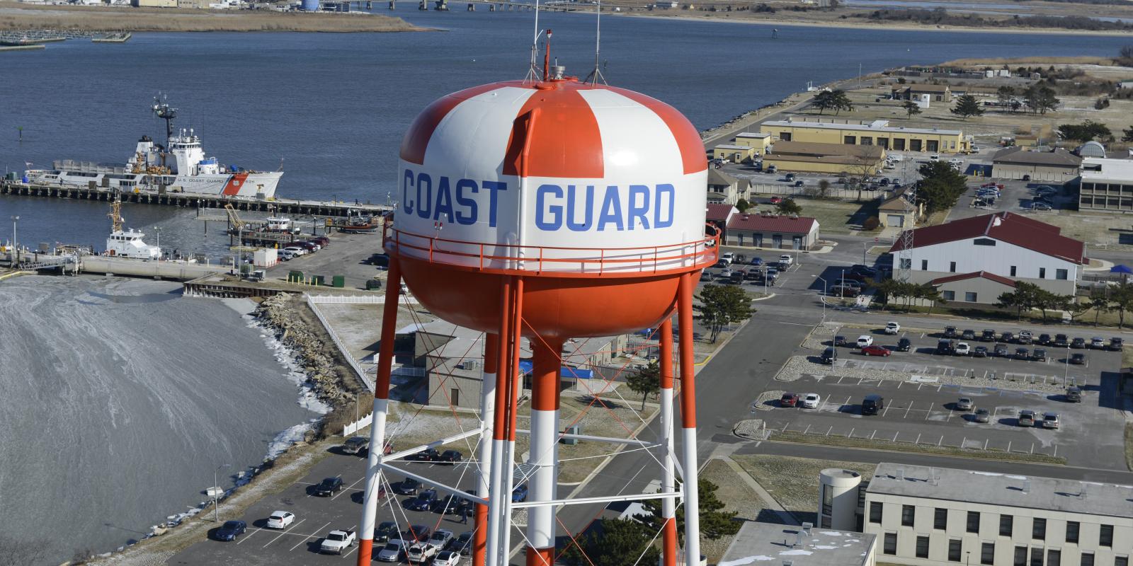 Aerial photo of the USCG water tower in Cape May, NJ