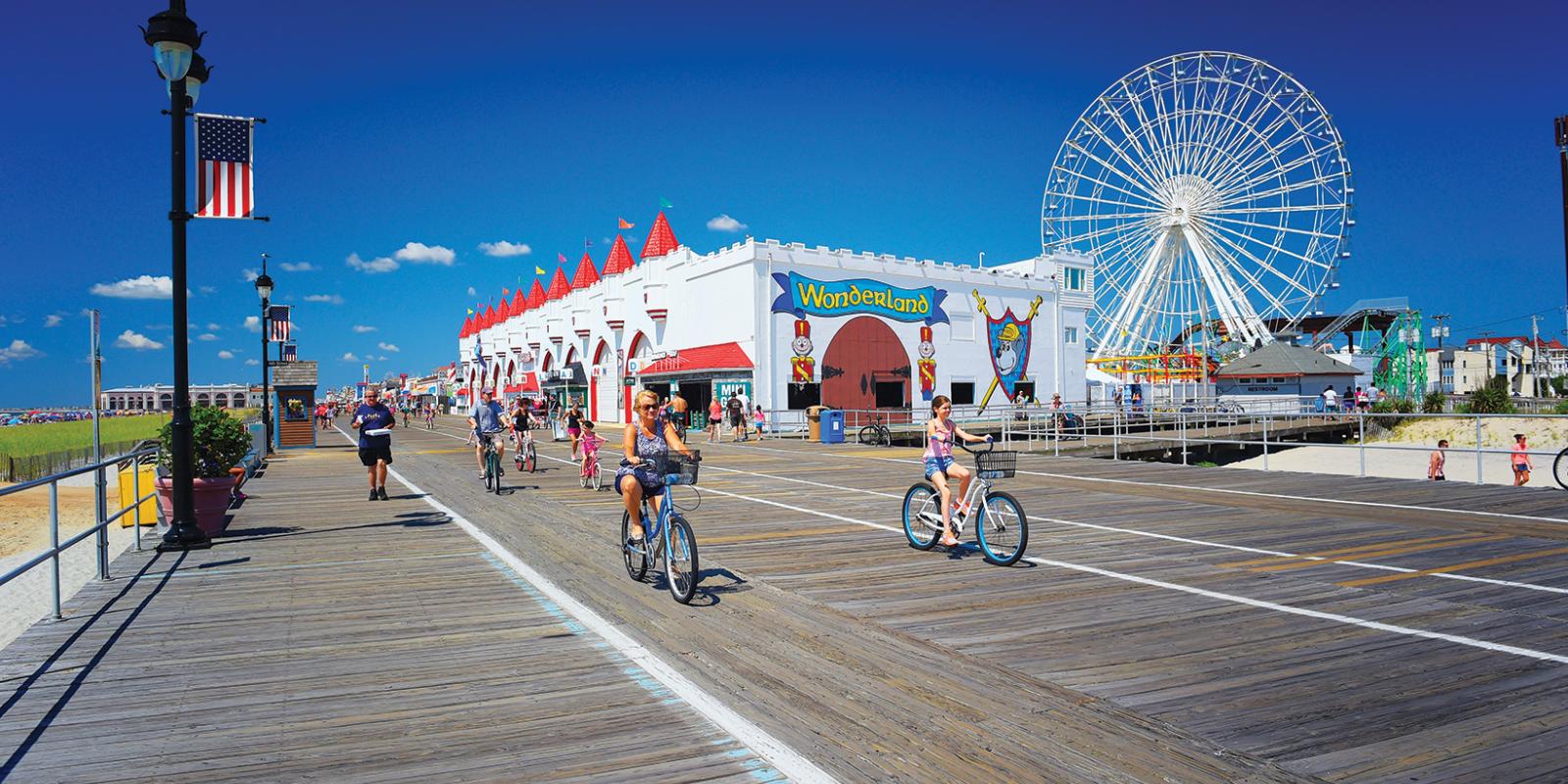 Biking the boardwalk in Ocean City, NJ