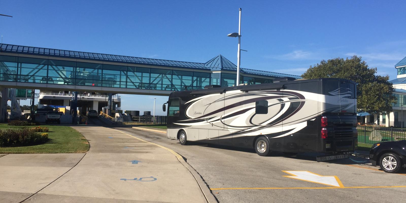 An RV boards the Cape May Lewes Ferry