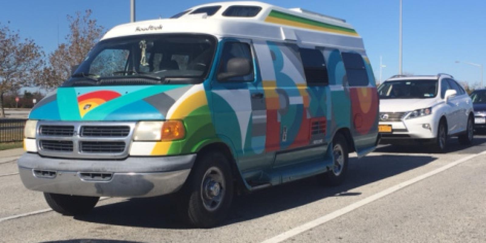 Class B Graphic Canadian Van going on the Cape May-Lewes Ferry