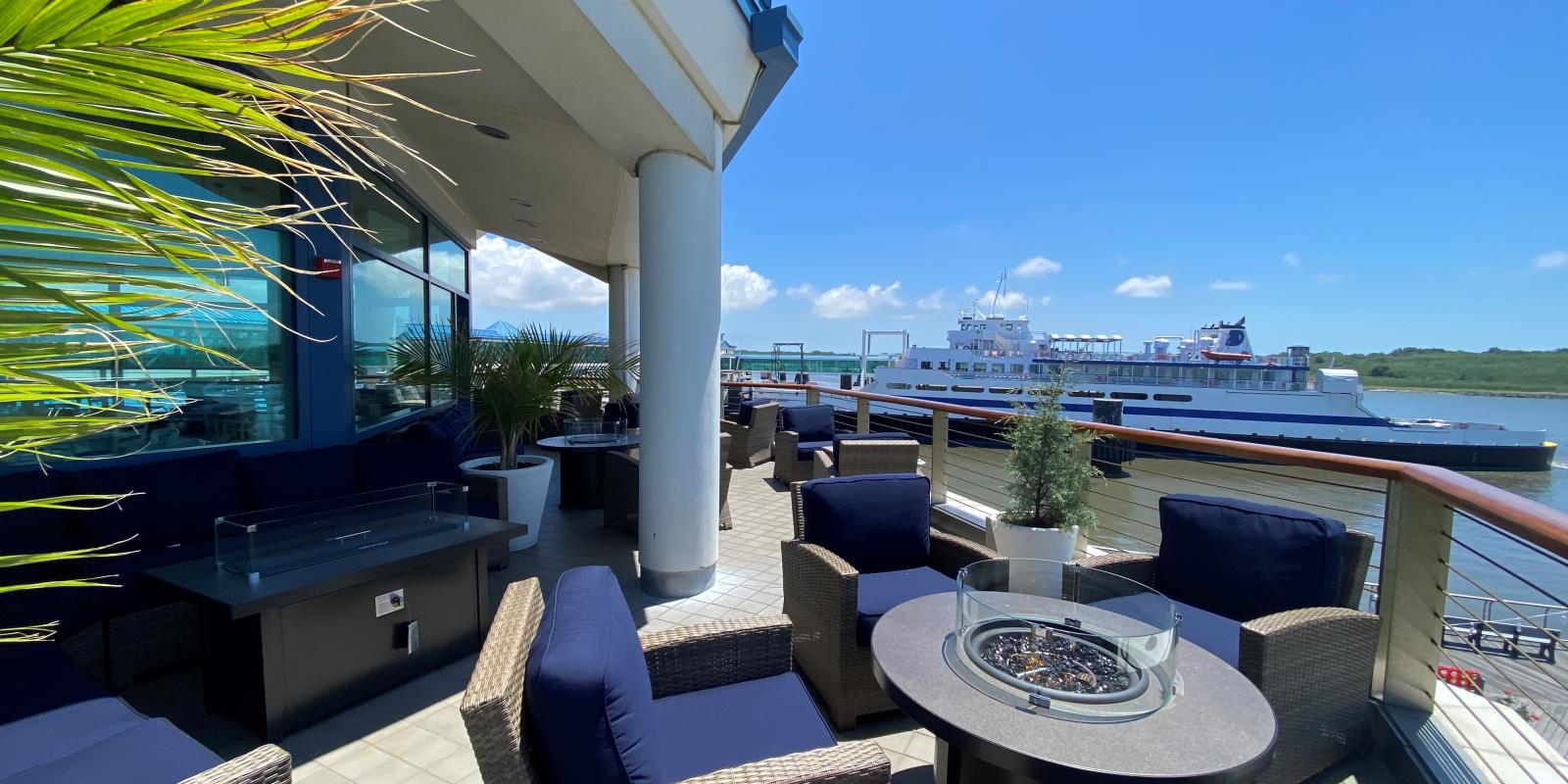 The outside seating for the Lookout at the Cape May Terminal