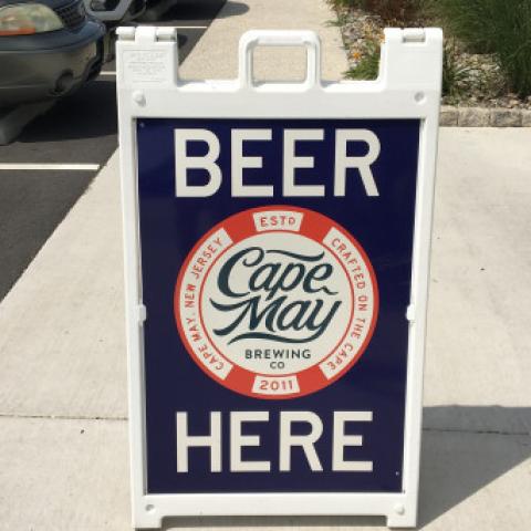 Beer Here sign with Cape May Brewing Co logo
