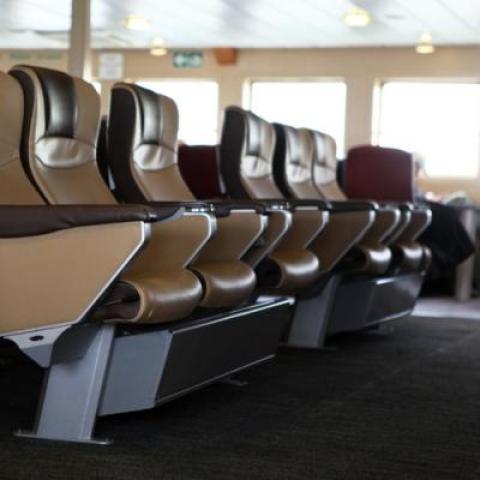 Indoor seating on the ferry