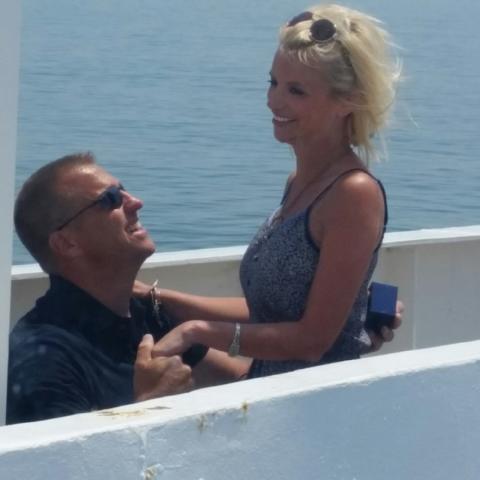 She said "yes" when he proposed on the ferry 