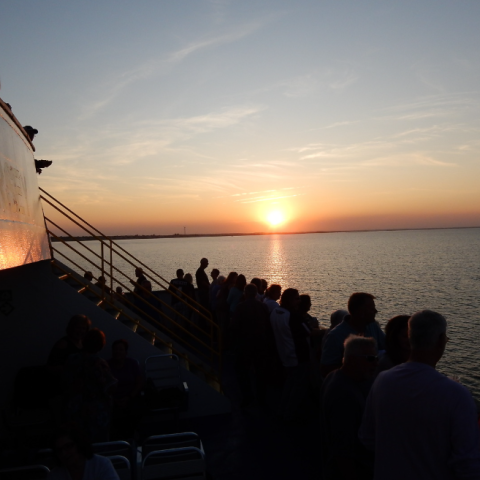 Cruisers enjoying the sunset on the Cape May - Lewes Ferry on the Cruise to Nowhere event