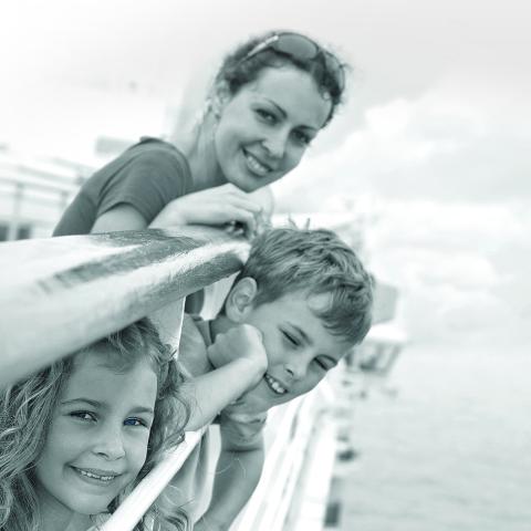 Family enjoying a ride on the Cape May-Lewes Ferry