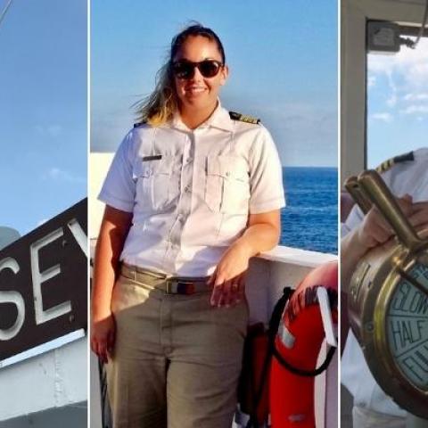 Cape May-Lewes Ferry Captains Melissa Velli, Meghan Palmer, and Sharon Urban