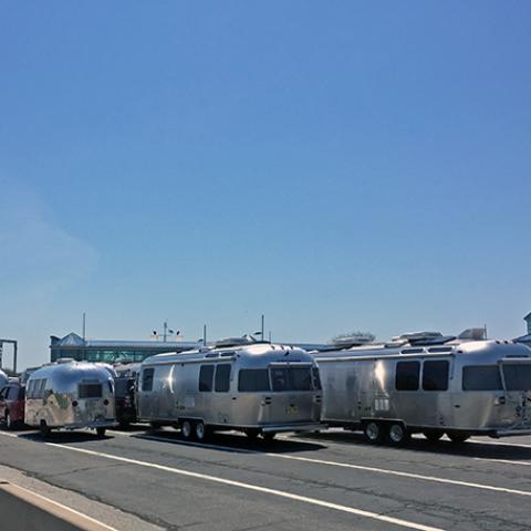 A group of RV'ers waiting to board the Cape May Lewes Ferry