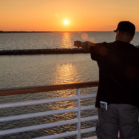 A family enjoys the view aboard the Cape May-Lewes Ferry