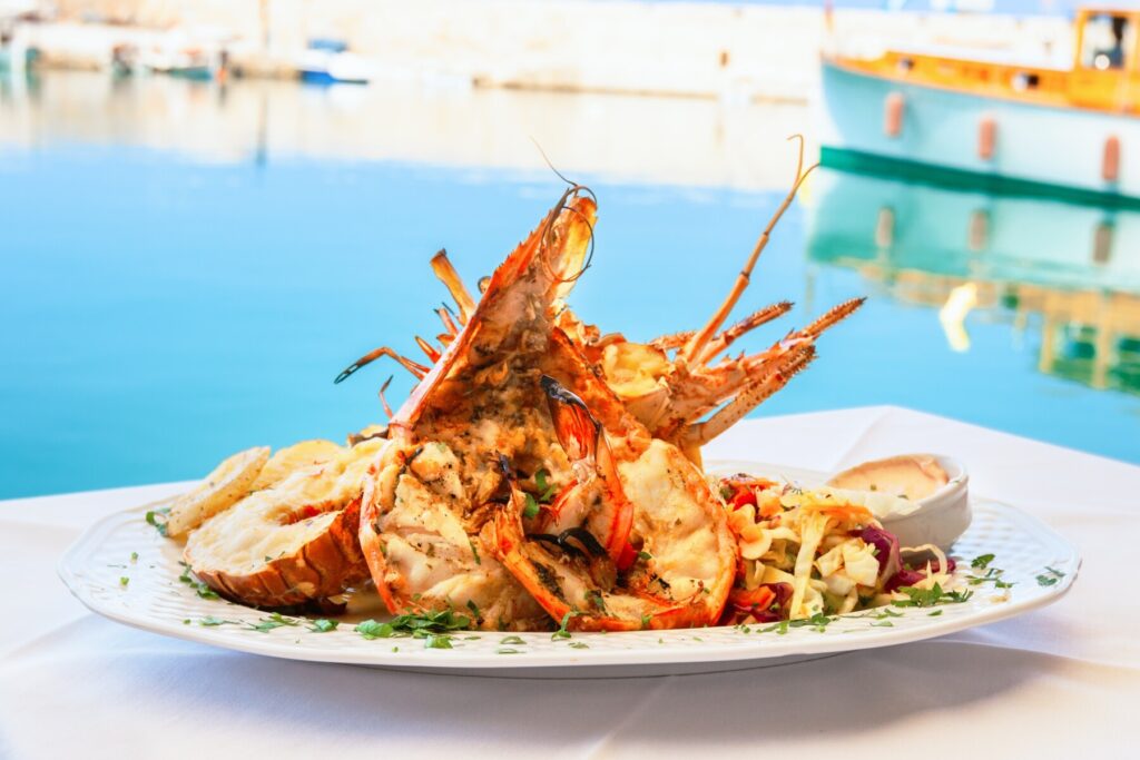 A delicious plate of seafood near the water at a food festival in Ocean City Maryland