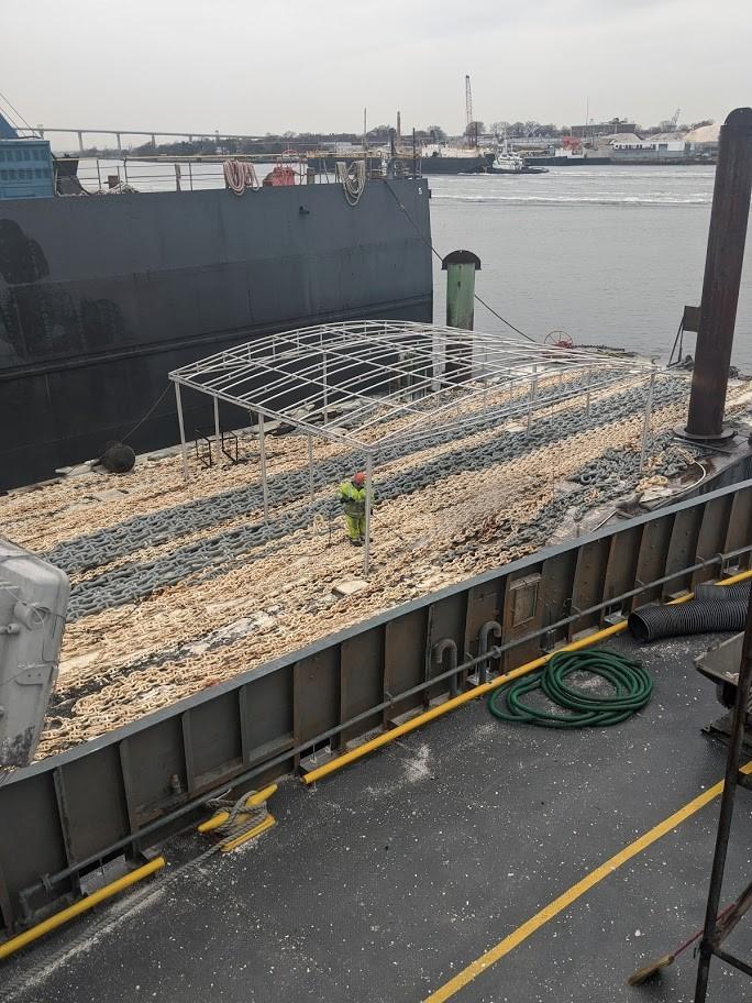 ballast and anchor chains laid out