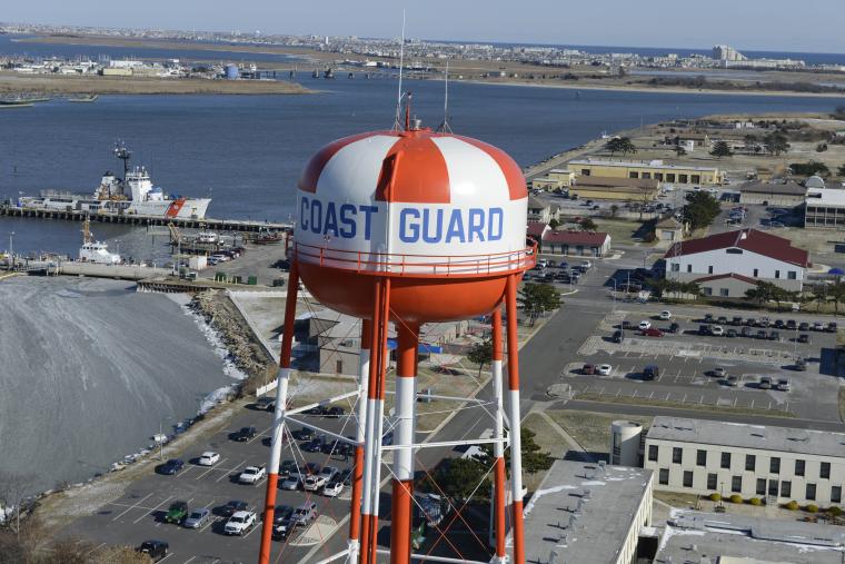 Aerial photo of the USCG water tower in Cape May, NJ