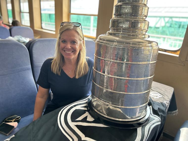 Katy Boettinger pictured with the Stanley Cup