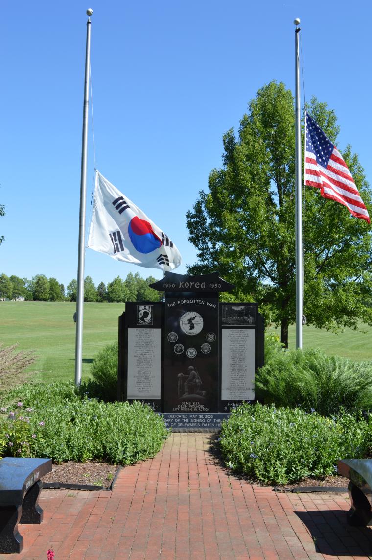 Korean War Monument at Veterans Memorial Park Delaware