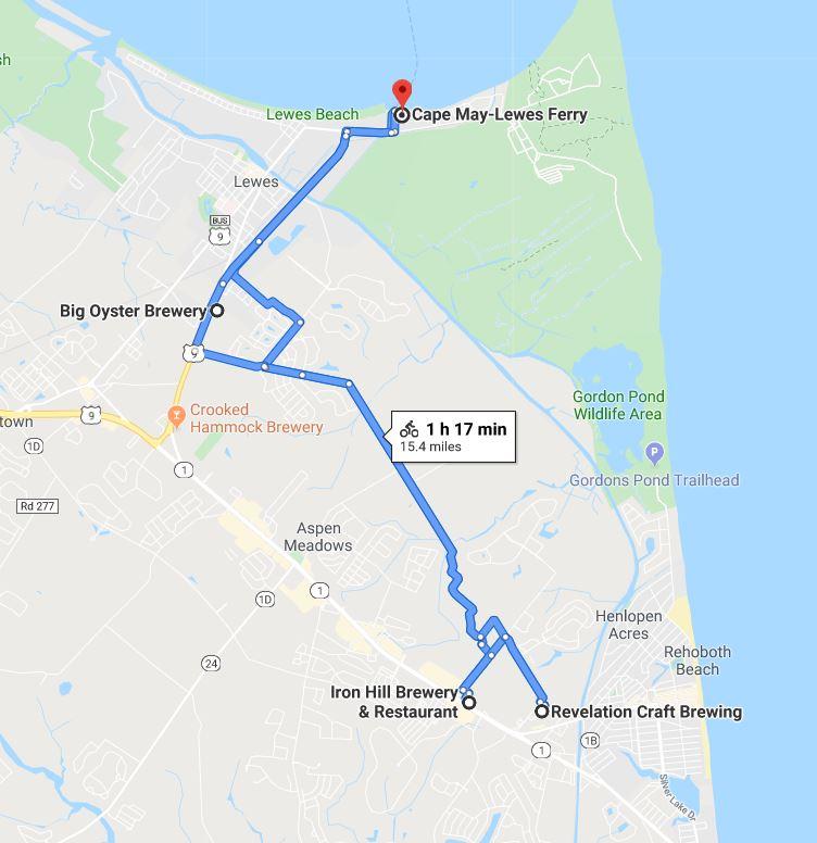 medium distance bicycle tour of sussex county breweries