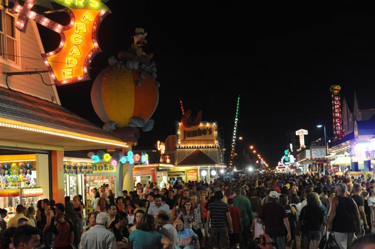A crowded evening on the Wildwood Boardwalk