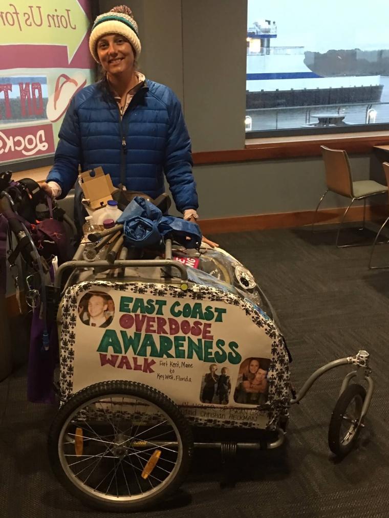 Jessie Grieb with her cart on Overdose Awareness at the Cape May-Lewes Ferry