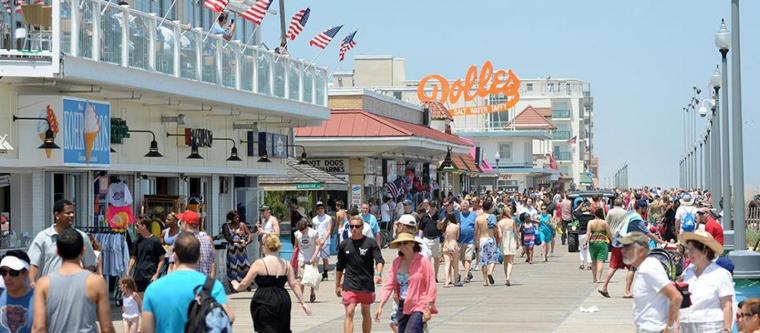 People walking on Rehoboth Beach Boardwalk