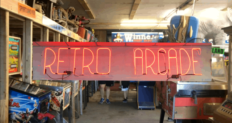 The Retro Arcade sign on the boardwalk in Wildwood, NJ