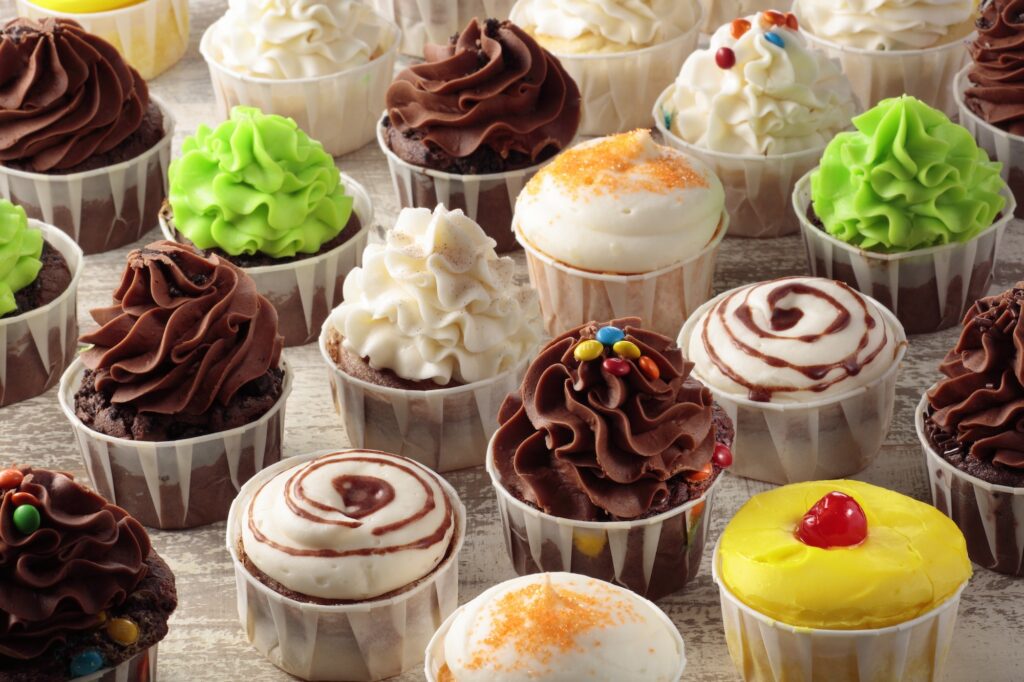 Colorful cupcake arrangement