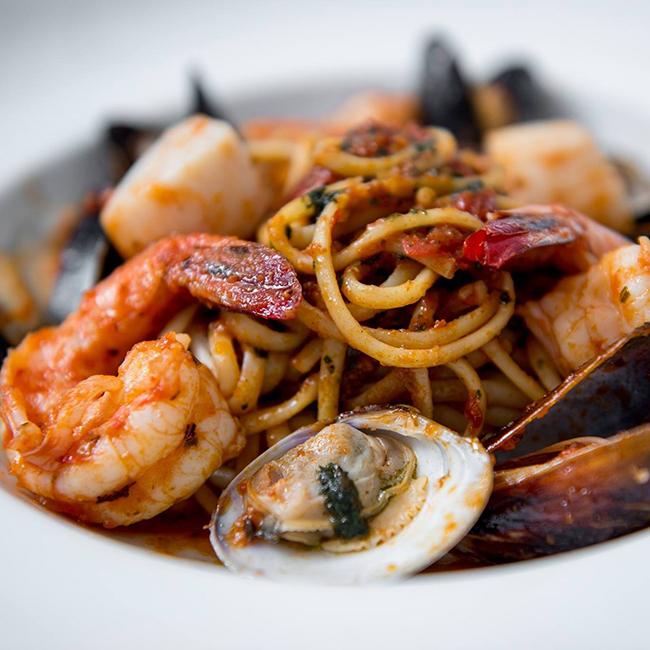 Seafood linguine dish