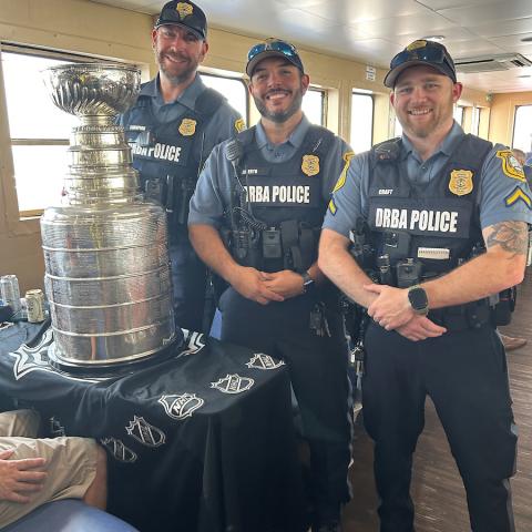 DRBA police officers pictured with the Stanley Cup