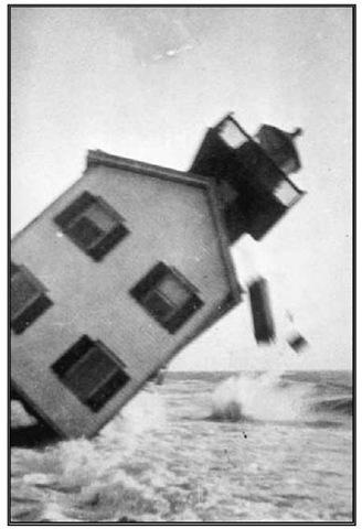 Tucker's Beach Lighthouse toppling and falling into the ocean