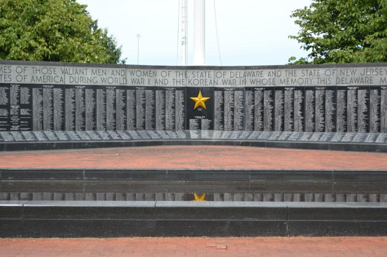 Memorial Wall at Veterans Memorial Park in New Castle, DE