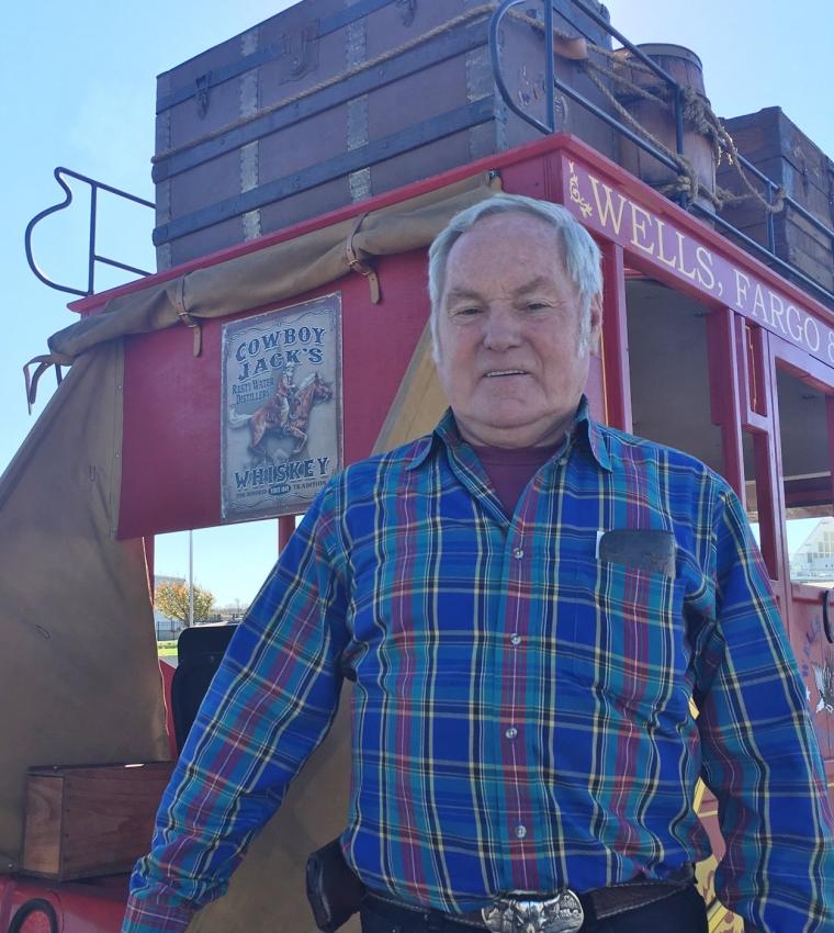 Jack Vliet with his mini Wells Fargo Stage Coach for Return Day, Georgetown, DE