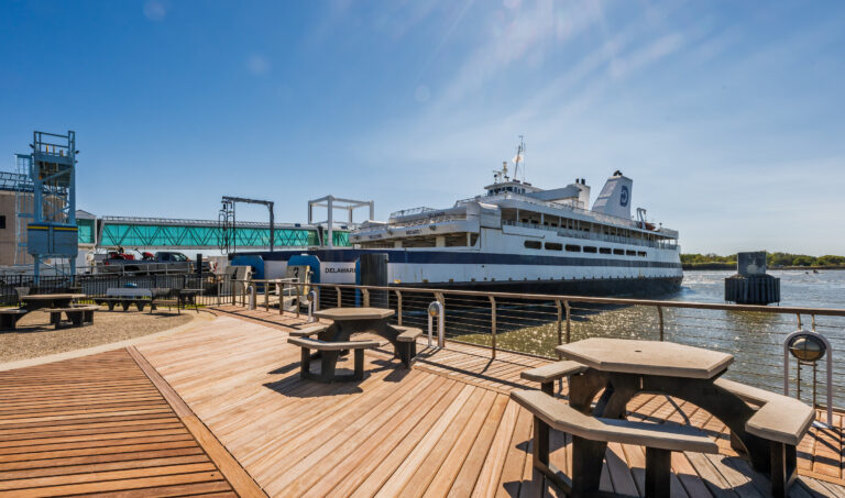 The Cape May - Lewes Ferry is in dock while vehicles are loaded onto the Ferry car desk for the next crossing from Cape May to depart.