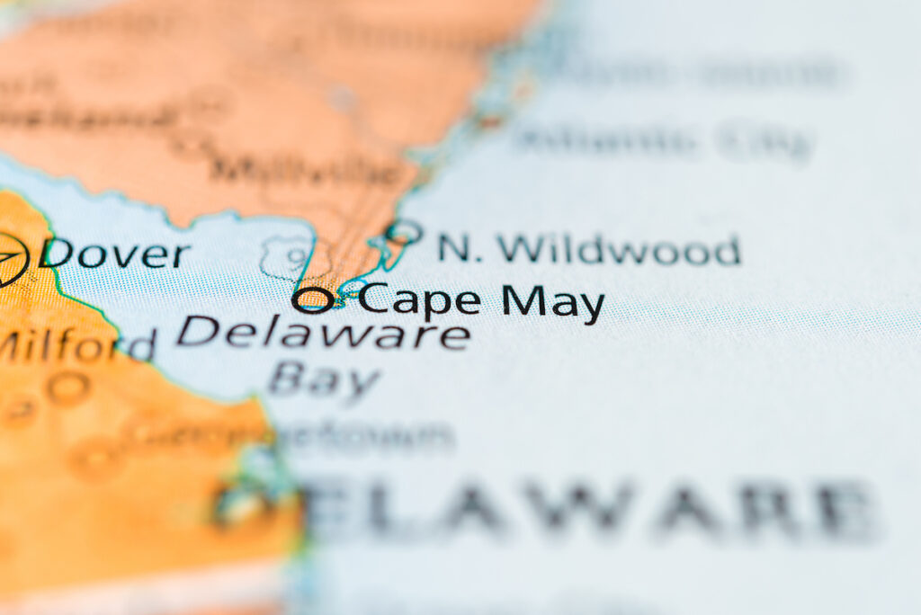 Map image of Cape May, New Jersey, USA.