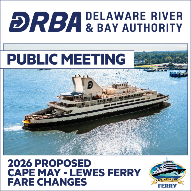 DRBA announces Public Meeting to present the 2026 Cape May - Lewes Ferry Fare Proposal