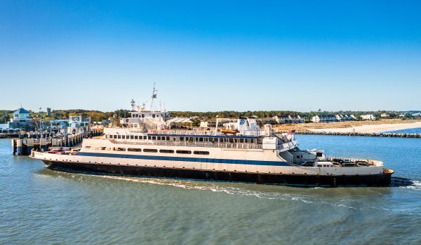 The Cape May - Lewes Ferry prepares to dock in Lewes Delaware at the Ferry Terminal