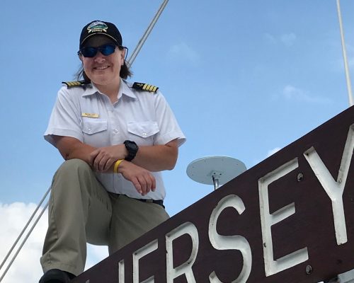Captain Melissa Velli is pictured onboard MV New Jersey